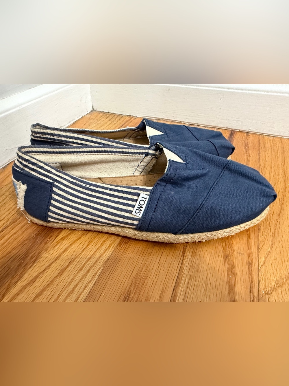 TOMS Navy Canvas Stripe Slip-On Shoe